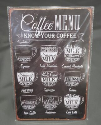 Chapa decorativa com Caffee Menu