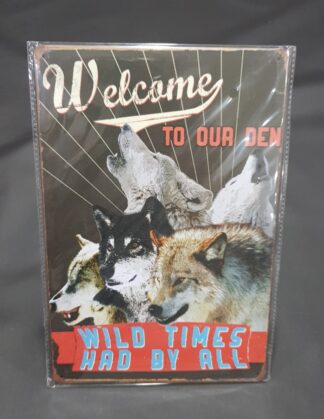 Chapa decorativa com welcome to our den