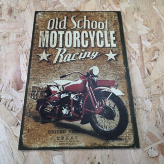 Placa Decorativa em PVC - Old School Motorcycle Racing